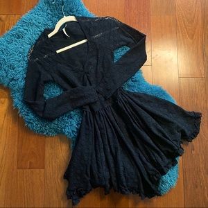 Black Lace Fit and Flare Mini Dress